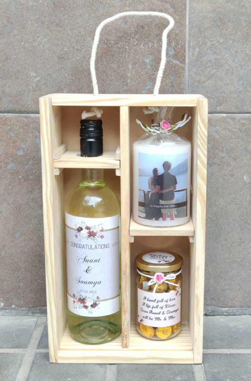 wooden wine box hamper for couple gifting