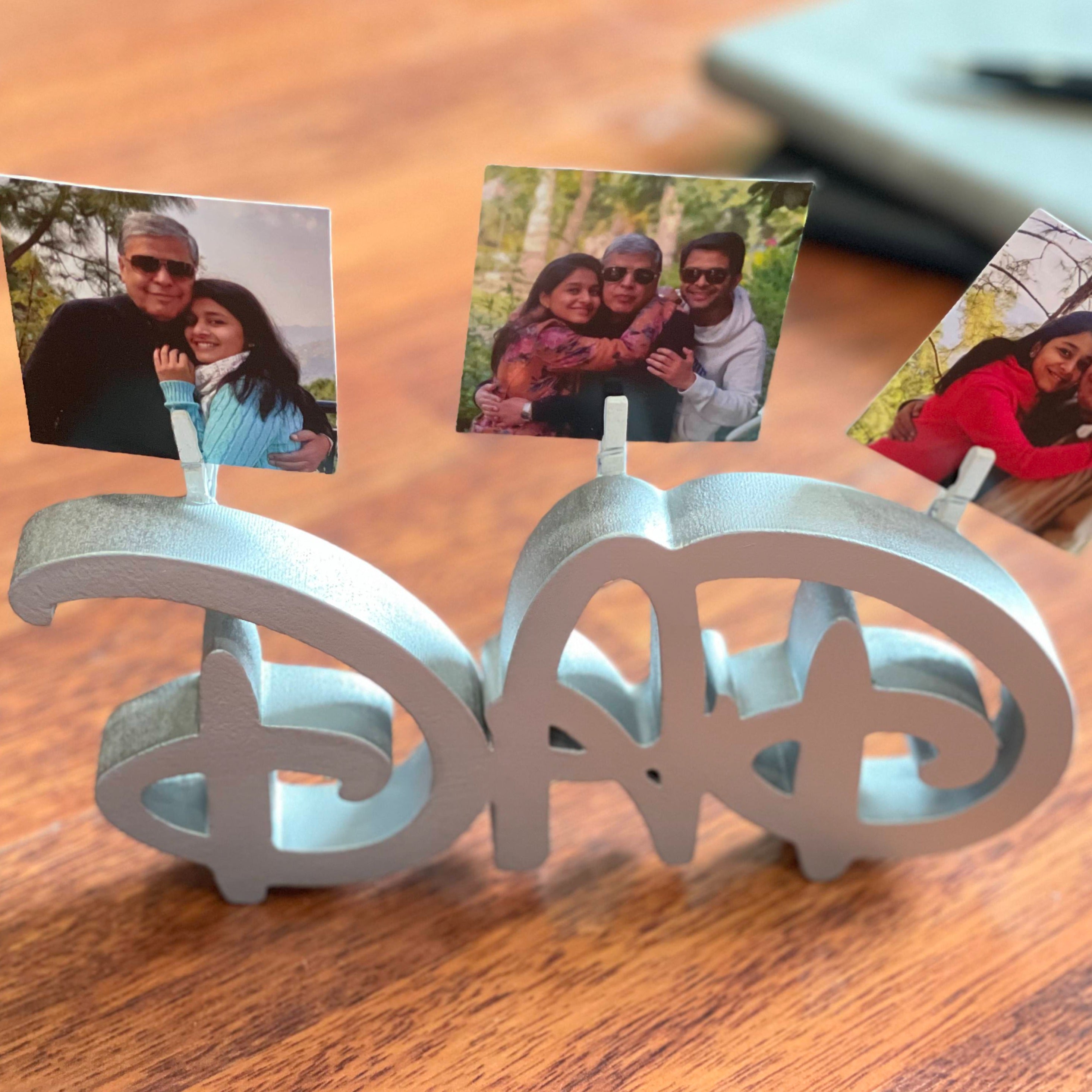 Wooden Stand with Pics for fathers day