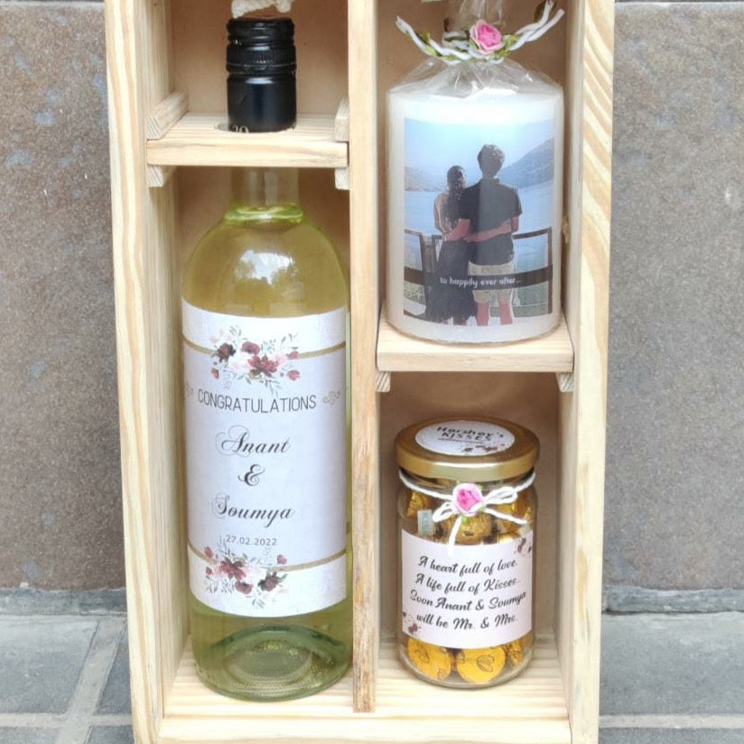 wooden wine box hamper for couple gifting