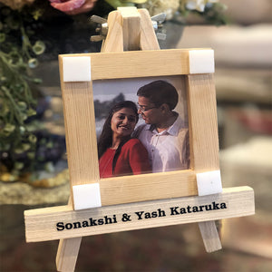 wooden frame with easel personalised gift for couples