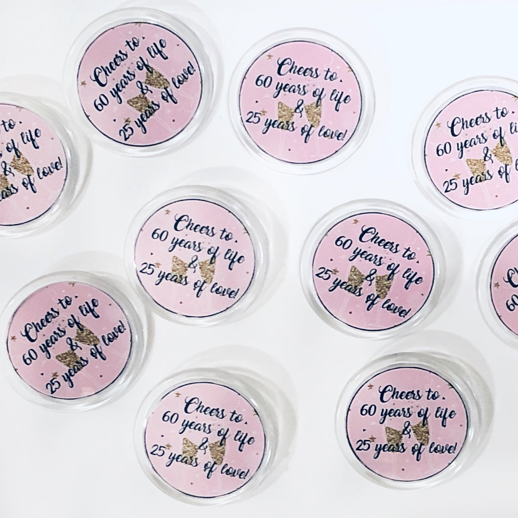 personalised badges for couple's 25th anniversary