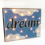Load image into Gallery viewer, personalised sun cloud fairy light thread art
