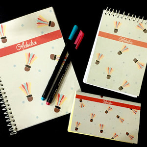badminton themed customised notebook