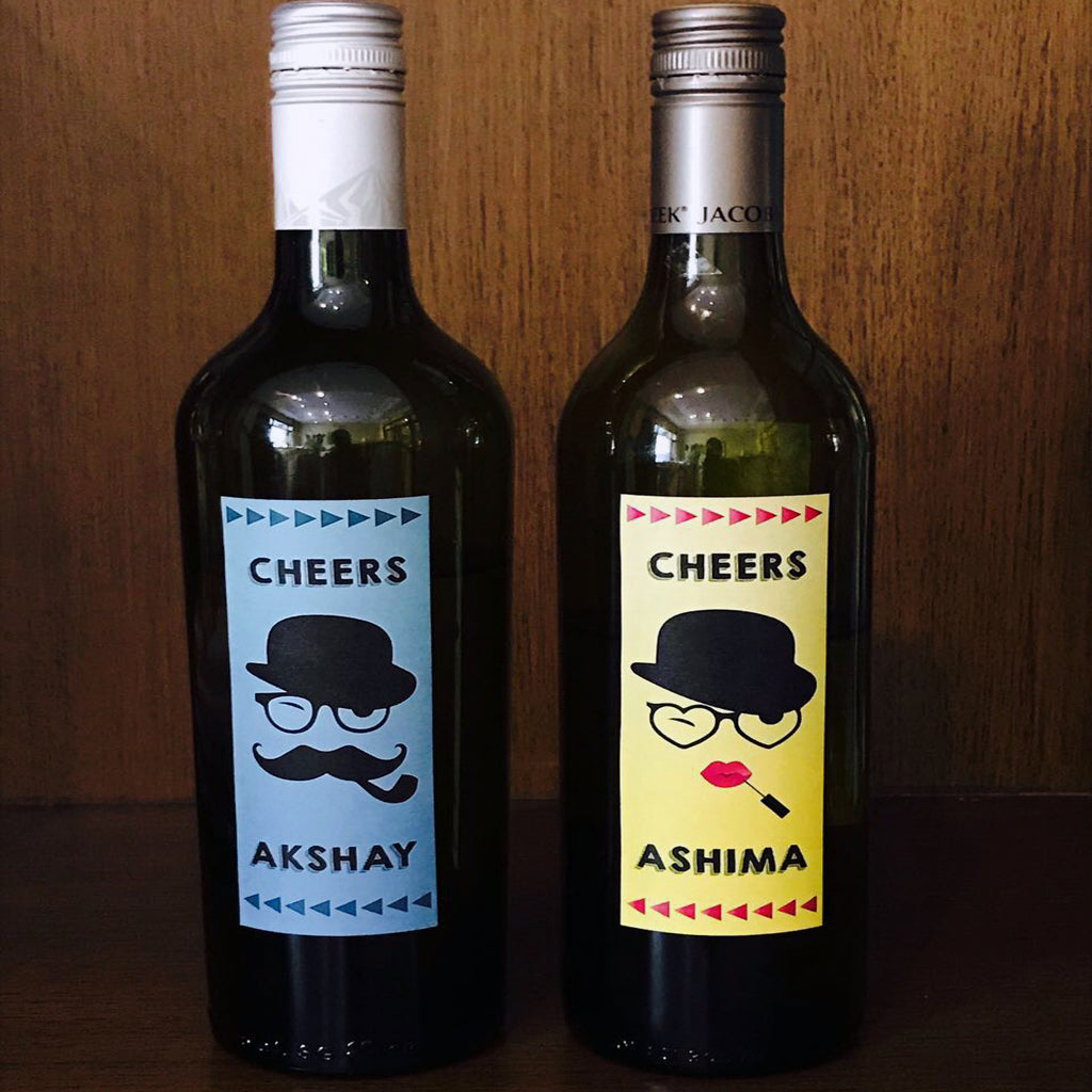 his & her gift personalised wine label